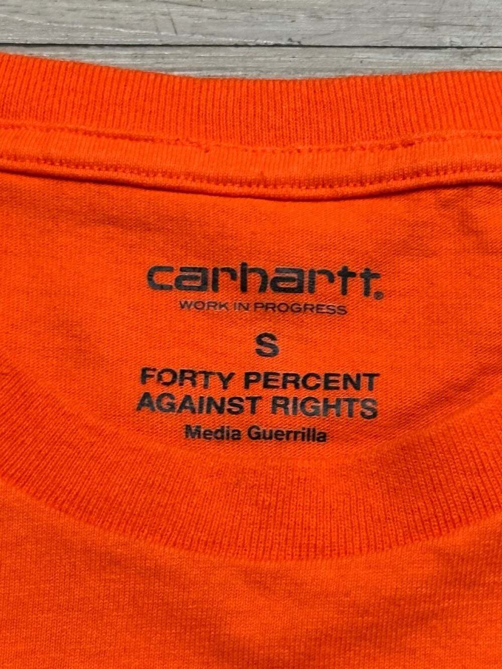 Carhartt WIP x FPAR (Forty Percent Against Rights) Pocket T-Shirt, Orange - Picture 3 of 8